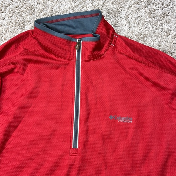 EUC Men’s Columbia Titanium Red/Gray Omni-Wick 1/4 Zip Pullover Size XXL - Picture 2 of 9